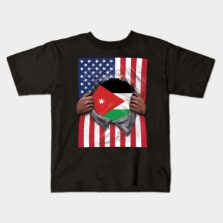 Jordan Flag American Flag Ripped - Gift for Jordanian From Jordan Kids T-Shirt